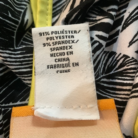 Ruby Rd Long Sleeve Blouse Black White Striped With Yellow Trim 2X Palm Leaves - Picture 10 of 10